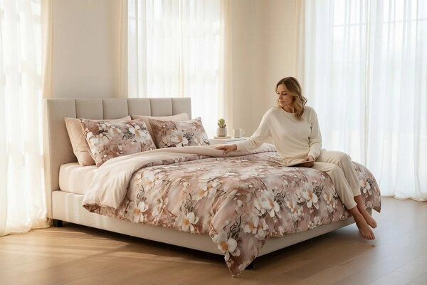Lenjerie de pat Cotton Pro 100% bumbac – imprimare digitală (Champagne Blossom) - RALEX PUCIOASA