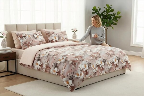 Lenjerie de pat Cotton Pro 100% bumbac – imprimare digitală (Champagne Blossom) - RALEX PUCIOASA