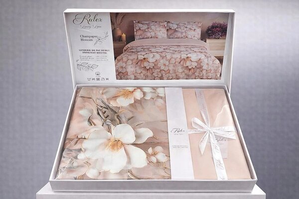 Lenjerie de pat Cotton Pro 100% bumbac – imprimare digitală (Champagne Blossom) - RALEX PUCIOASA