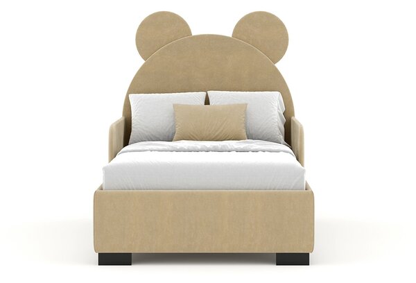 Pat lemn masiv tapitat Teddy, 200 × 108 × 88 cm