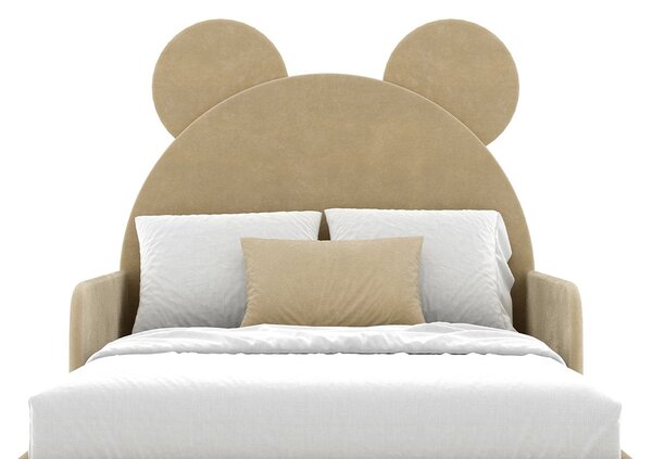 Pat lemn masiv tapitat Teddy, 200 × 108 × 88 cm