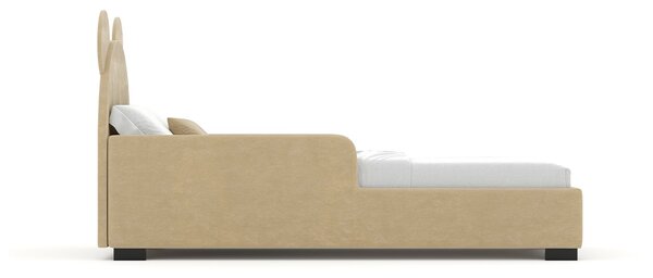 Pat lemn masiv tapitat Teddy, 200 × 108 × 88 cm