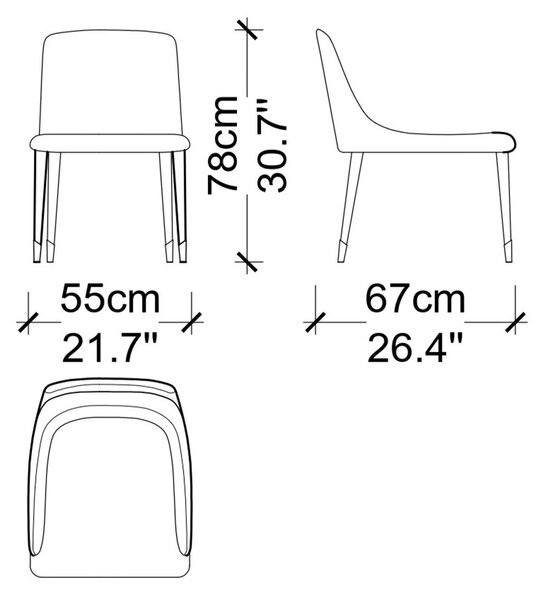 Scaun lemn masiv dining Capella, 55 × 67 × 78 cm