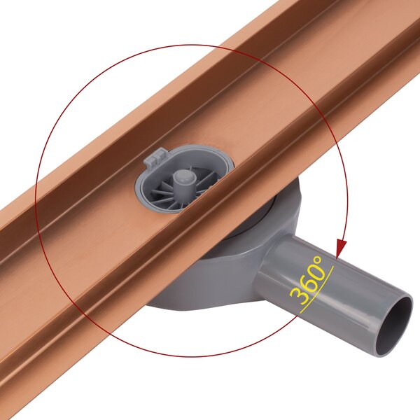 Rea Neox Pro, scurgere de duș 70 cm cu sifon rotativ la 360 de grade, cupru mat, REA-G4801