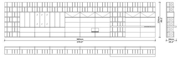 Unitate TV lemn masiv Capella 960 x 64 cm