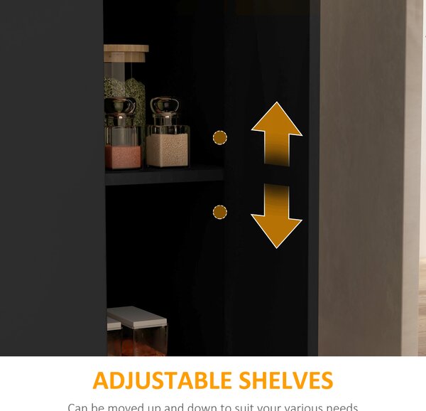 HOMCOM Insulă de Bucătărie cu Bar, Cărucior de Bucătărie cu 2 Compartimente Deschise și 2 Dulapuri, 105x60x82 cm, Negru | Aosom Romania