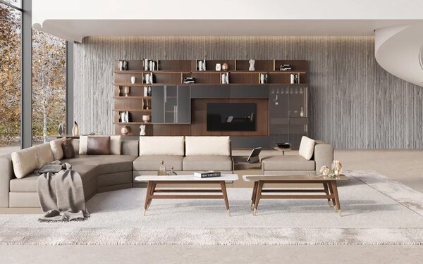 Unitate TV lemn masiv Capella, 480 × 51 × 224 cm