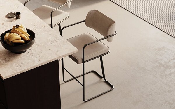 Scaun lemn masiv de bar Giallo, 52 × 57 × 109 cm