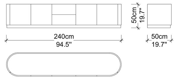 Unitate TV lemn masiv Giallo 240 cm