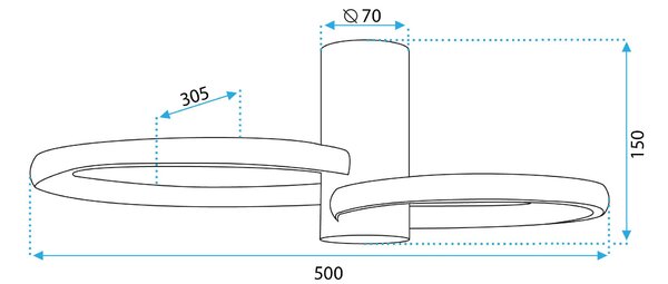 Toolight Toollight, plafoniera LED 50x30,5cm, 22W, APP1402-CW, auriu lucios, OSW-05849