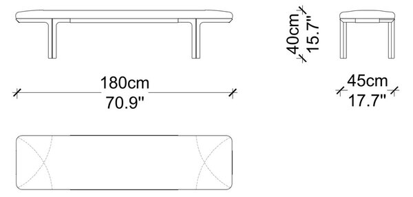 Banchetă lemn masiv Nova 180 cm