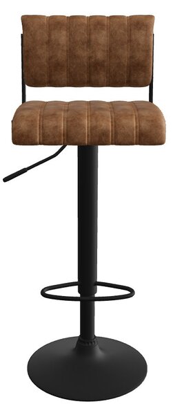 Scaun bar H88, maro/negru, piele ecologica/otel, 39x46x89/109 cm