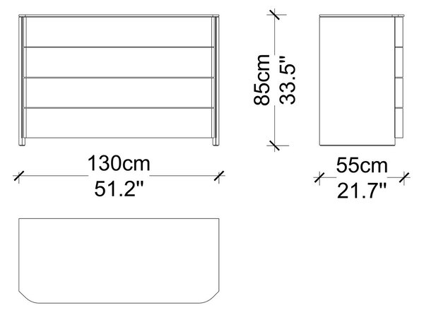 Comodă lemn masiv Nova 130 cm