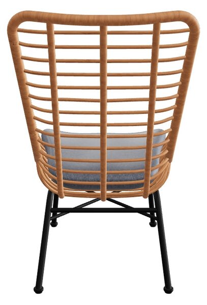 Fotoliu gradina IKARO, bej/gri, rattan sintetic/otel, 69x58x93x42 cm