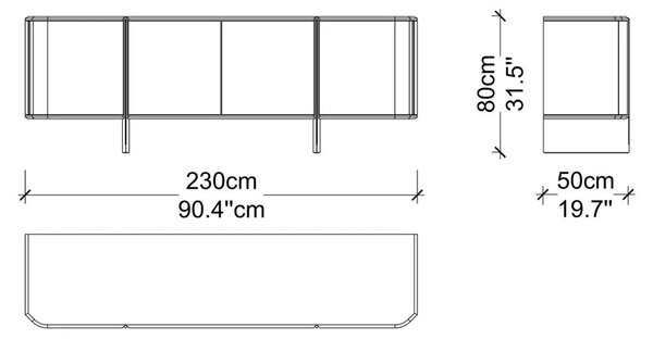 Comodă lemn masiv Nova 230 cm