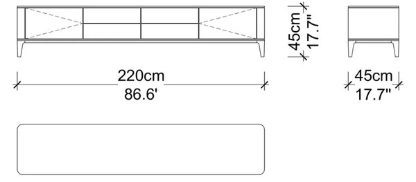 Unitate TV lemn masiv Sophia 220 cm