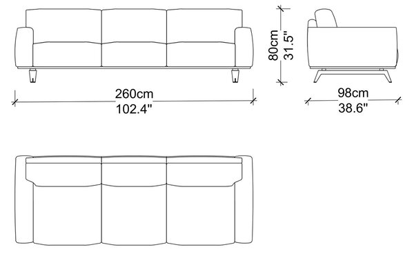 Canapea lemn masiv Sophia 260 cm