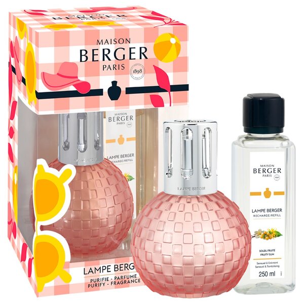 Set lampa catalitica cu parfum Maison Berger Disco Peach-Frosted cu parfum Fruity Sun 250ml