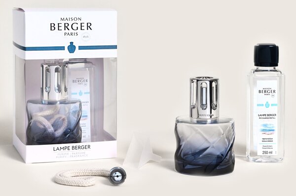 Set lampa catalitica cu parfum Maison Berger Glacon Turquoise Blue cu parfum Vent d'Ocean 250ml