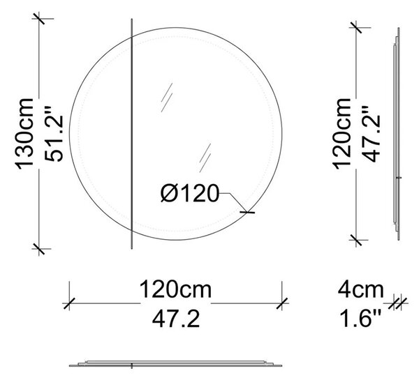 Oglindă lemn masiv rotundă Domo Ø120 cm