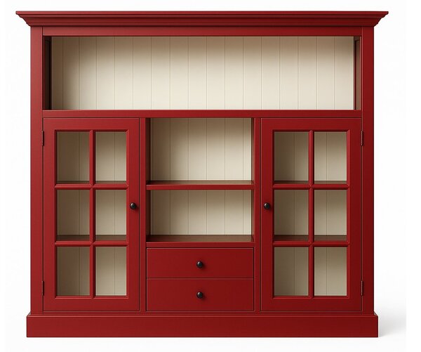 Vitrină lemn masiv Heritage 2 uși vitrate și sertare, 167 × 38 × 158 cm