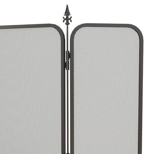 HOMCOM Paravan Pliant pentru Șemineu cu 3 Panouri, Paravan de Protecție din Metal, 96x1,3x56 cm, Negru | Aosom Romania