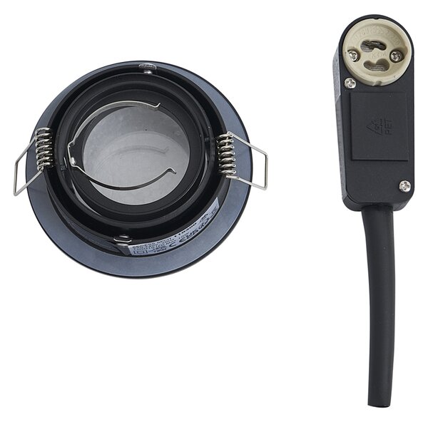 Set de 6 spoturi încastrate moderne negre, rotative și înclinabile IP44 - Chuck