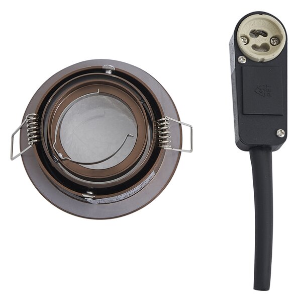 Set de 6 spoturi încastrate moderne bronz închis rotative și înclinabile IP44 - Chuck