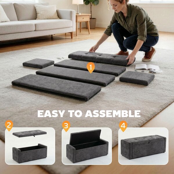 HOMCOM Pouf, taburet, suport pentru picioare, ladă depozitare, design modern | Aosom Romania