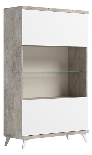 Vitrină lemn masiv Concrete, 101 × 43 × 170 cm