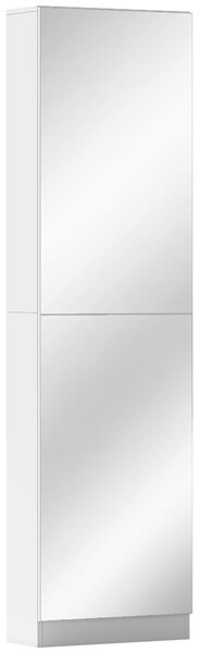 HOMCOM Dulap pentru Pantofi cu Oglindă, Uși Reversibile cu 5 Rafturi din Material Textil, 50 x 20 x 180 cm, Alb | Aosom Romania