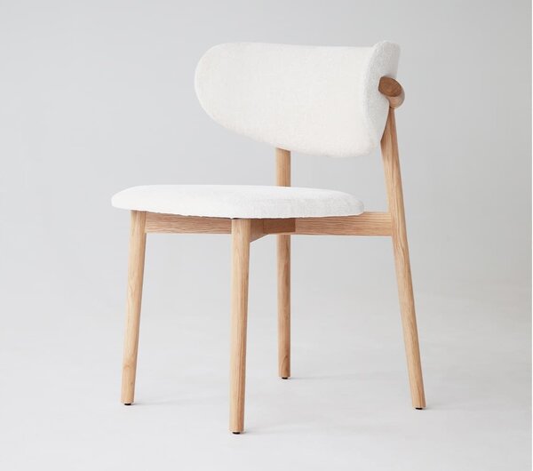 Scaun lemn masiv gri Ming Tapițerie antracit, 56 × 50 × 74 cm