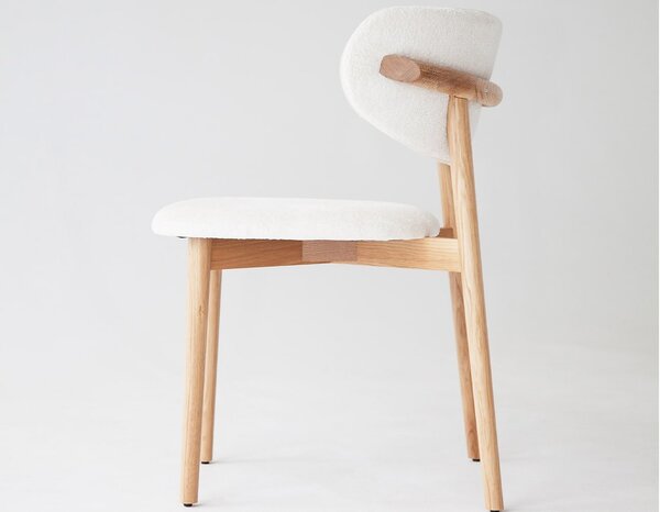 Scaun lemn masiv gri Ming Tapițerie antracit, 56 × 50 × 74 cm