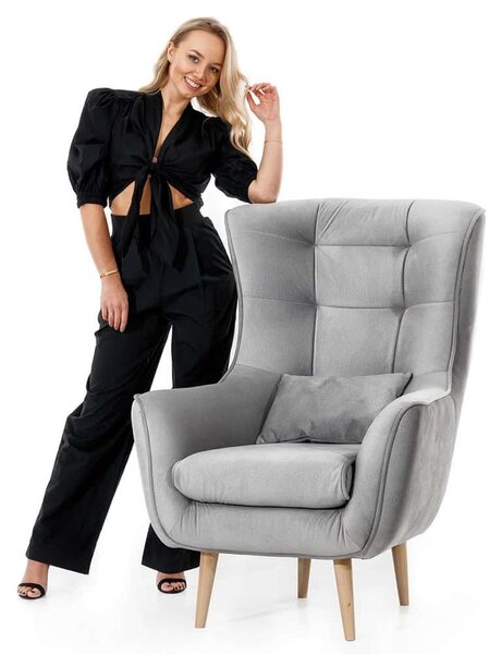 Fotoliu lemn masiv Sixty Matt Velvet 63, 85 × 90 × 103 cm