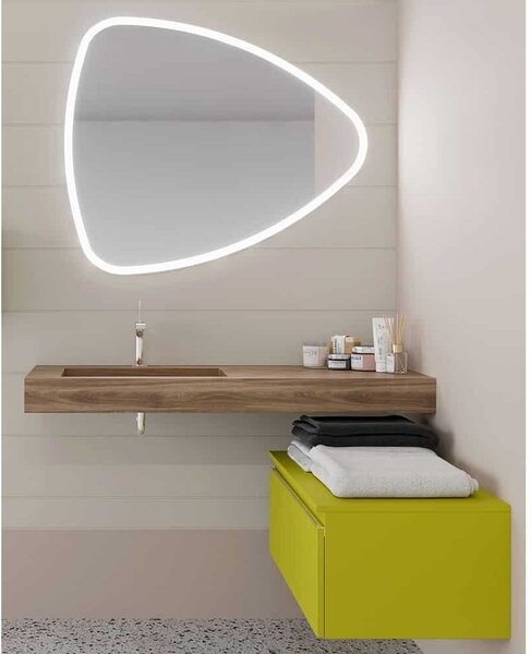 Set lemn masiv alb Mobilier Baie Suspendat Giulia Asimetric Mat Lavoar HPL Bleu