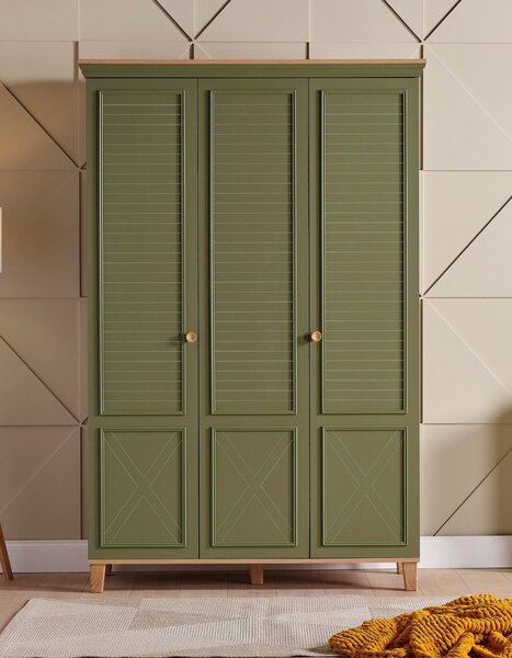 Dulap cu 3 usi pentru copii si adolescenti, 141x216x55 cm, verde Colectia Atlas