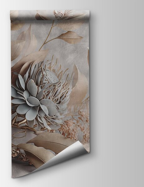 Fototapet Flori de hârtie elegante și frunze delicate, Fototapet flori 3D, Fototapet populare, u93939 - Tapeko.ro