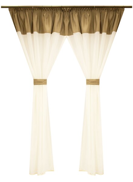 Perdea Velaria voal ivoire cu suet bej, 250x160 cm