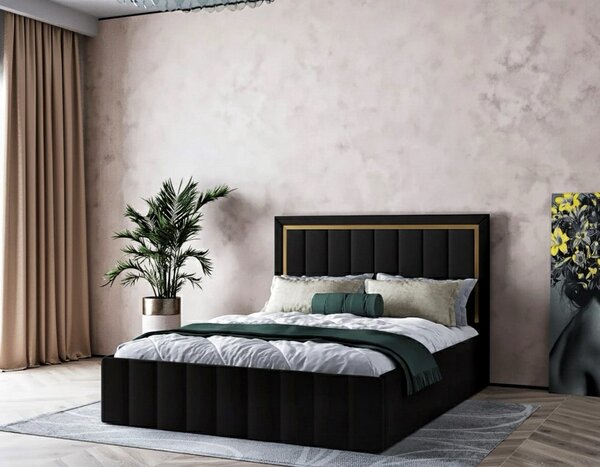 Set dormitor Atena Negru cu dulap alb