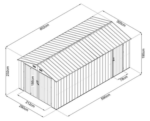 Căsuță de grădină / garaj Avenberg 6,02 x 3 m ANTRACIT CG-K2010-B