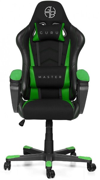 Guru Master GM2-GN, scaun de gaming, elegant, ergonomic, rotativ, negru/verde