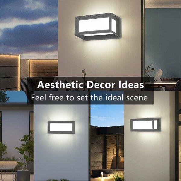 Brilagi - Aplica LED de exterior PARKER, 12W, 230V, 3000/4500/6000K, gri, IP44