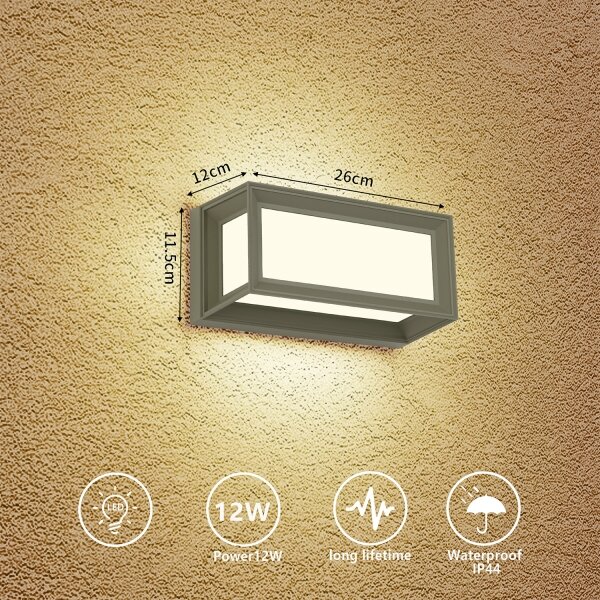 Brilagi - Aplica LED de exterior PARKER LED/12W/230V gri IP44