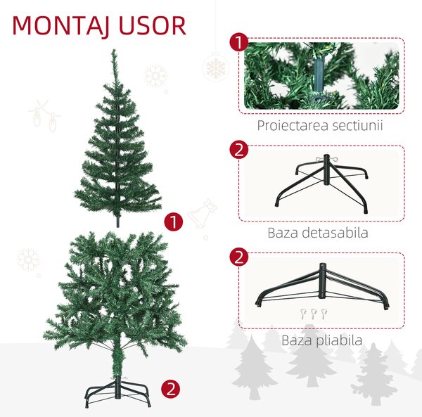 Brad de Craciun Artificial brad cu Decoratiuni, brad verde, decoratiune de Craciun 150cm HOMCOM | Aosom RO