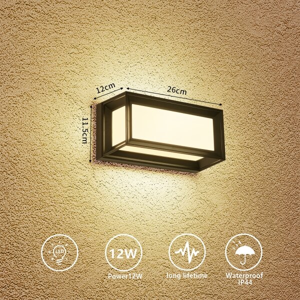 Brilagi - Aplica LED de perete pentru exterior PARKER LED/12W/230V 3000/4500/6000K negru IP44