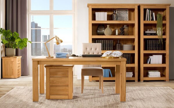 Bibliotecă lemn masiv înaltă Lucca, 81 × 207 × 48 cm
