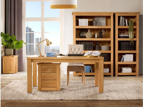 Bibliotecă lemn masiv mare Lucca, 132,6 × 207 × 48 cm