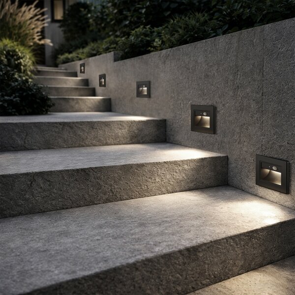 Brilagi - Aplica LED pentru scări cu senzor STEP LIGHT LED/1,5W/230V IP44 negru
