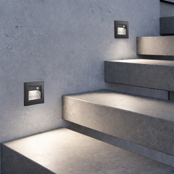 Brilagi - Aplica LED pentru scări cu senzor STEP LIGHT LED/1,5W/230V IP44 negru