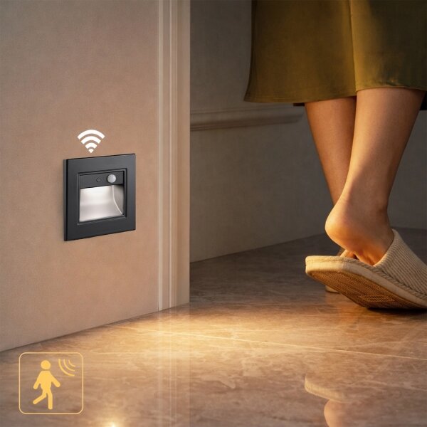 Brilagi - Aplica LED pentru scări cu senzor STEP LIGHT LED/1,5W/230V IP44 negru
